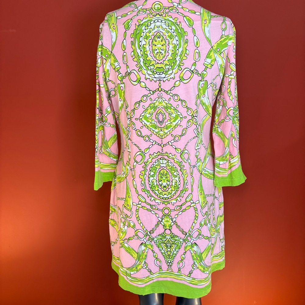 Barbara Gerwit Boatneck Pink & Green Dress - Picture 4 of 5
